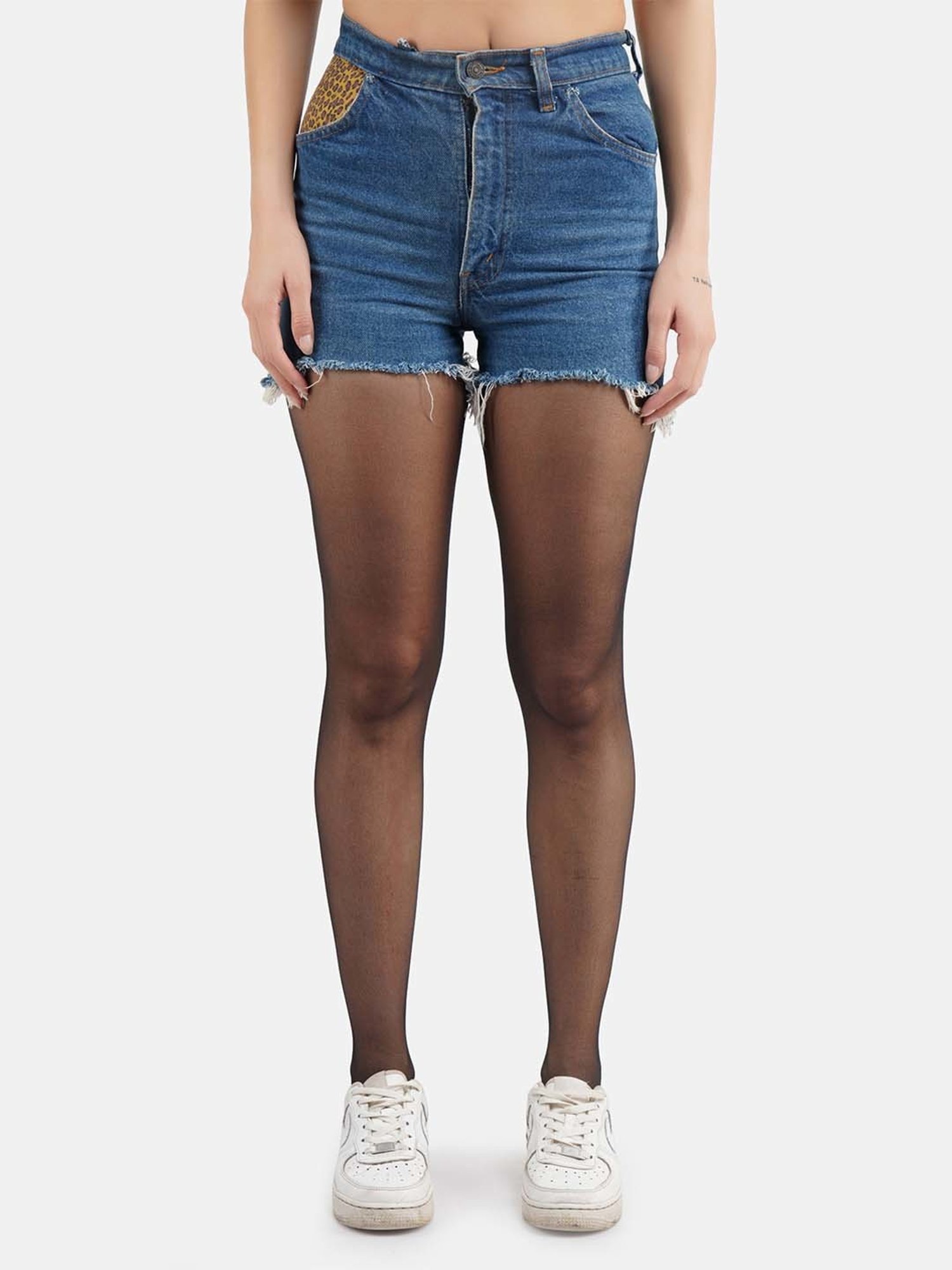 Secrets By ZeroKaata Beige & Black Plain Pantyhose Stockings - Pack Of 2