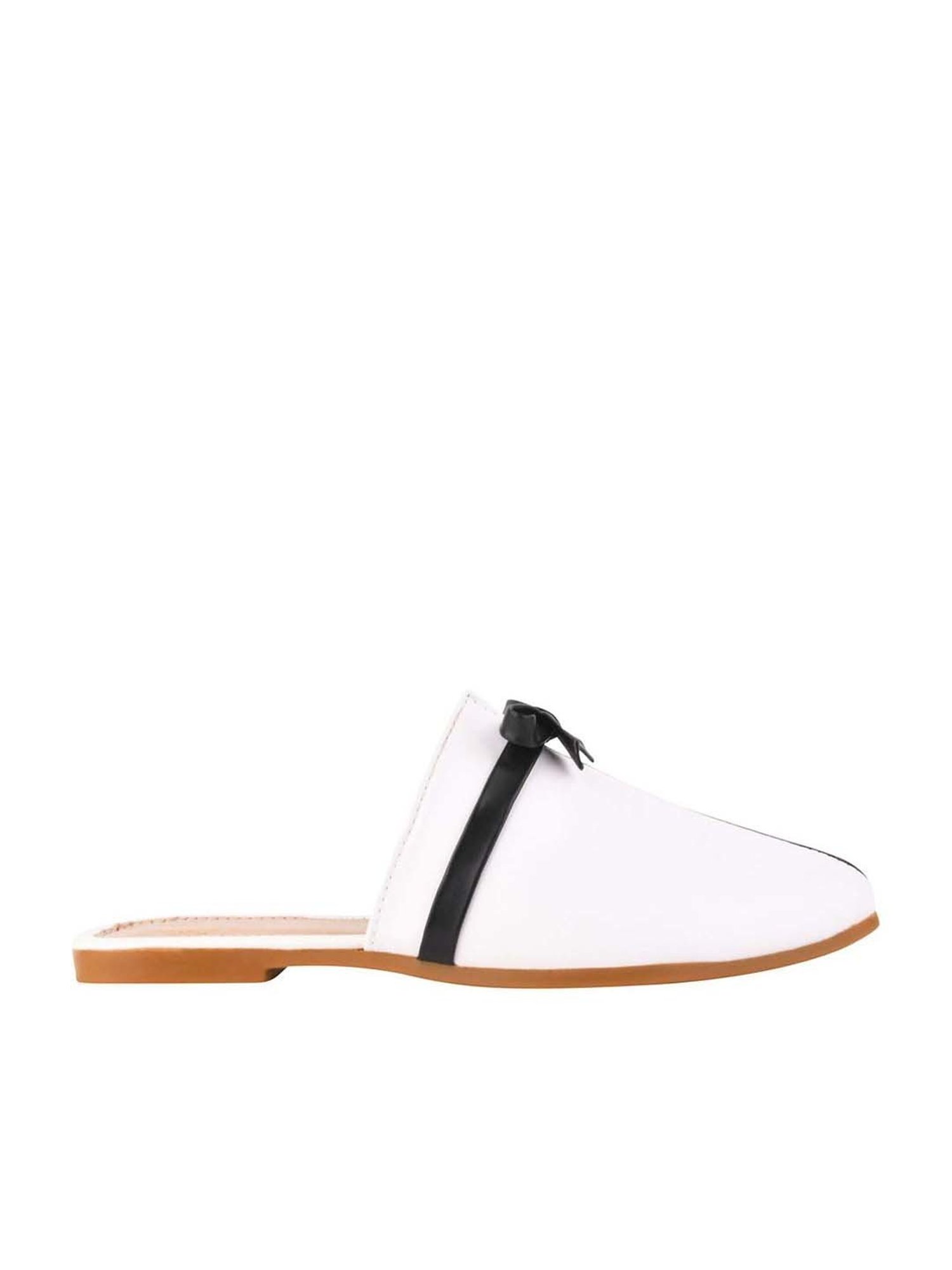 Shoetopia Kids White & Black Mule Shoes