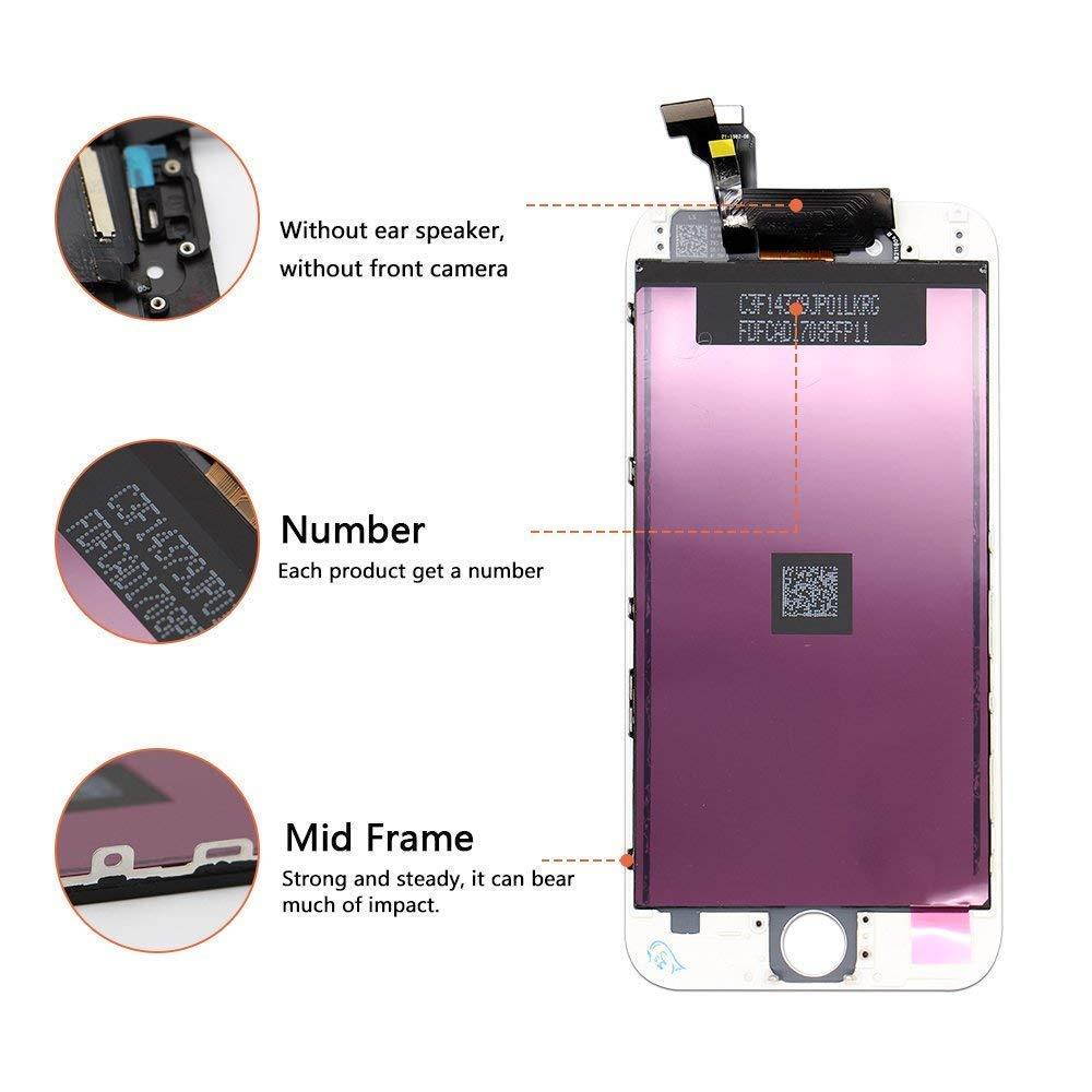 Screen Replacement for iPhone 6 Plus White, LCD Display & Touch Screen Digitizer Frame Cell Assembly Set with Free Repair Tools for iPhone 6 Plus 5.5" White