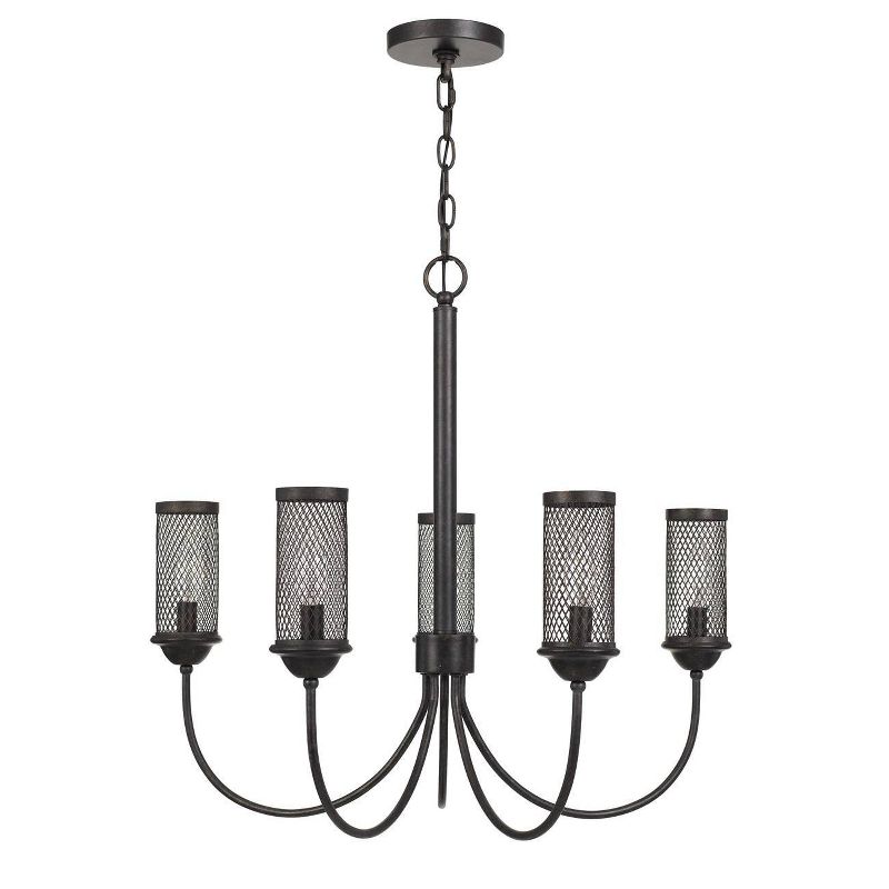 26.5" x 26.5" x 24" Fulton Metal 5-Light Chandelier with Shade Bronze - Cal Lighting