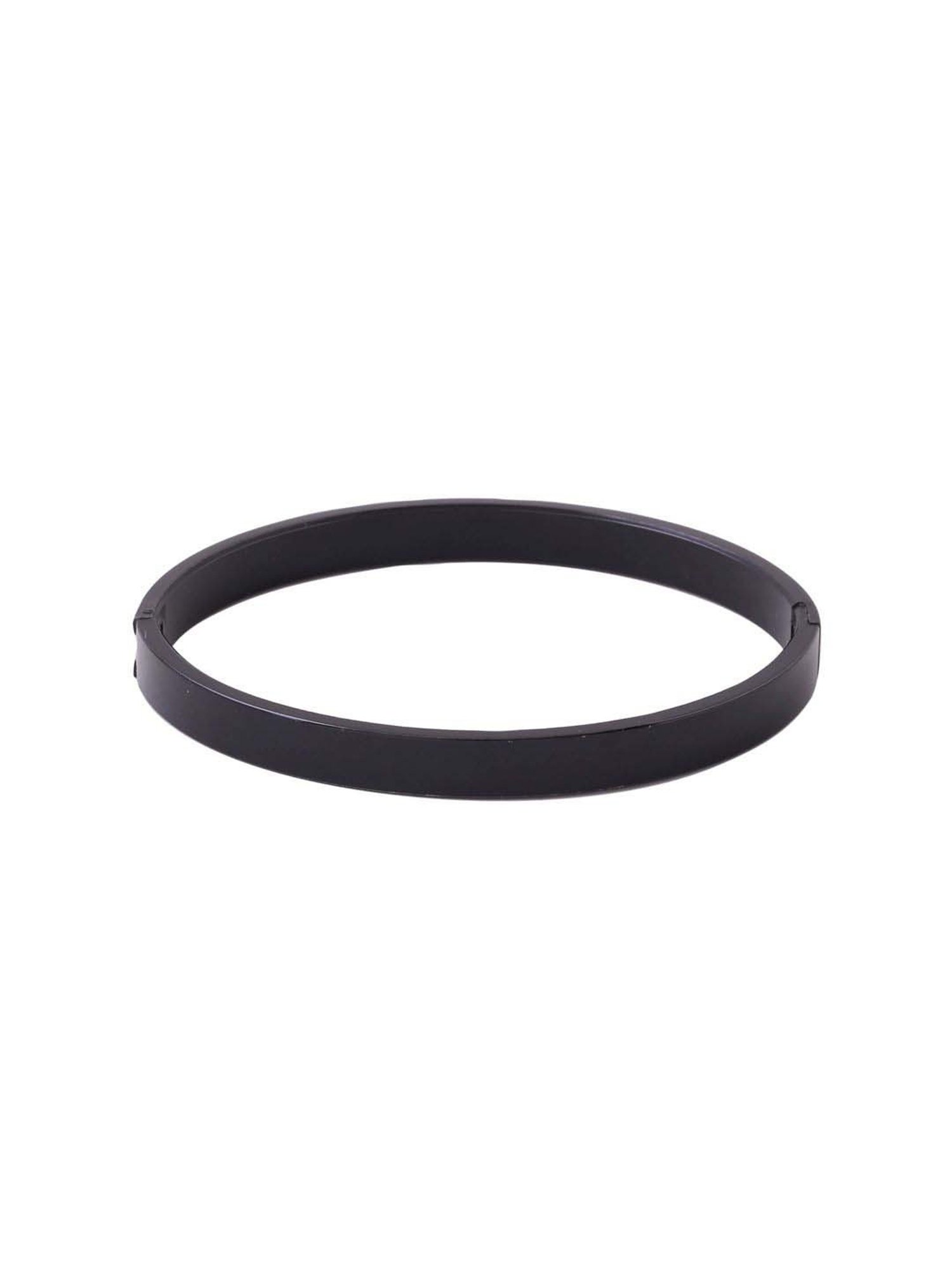 NVR Black Metal Interlock Kada Bracelet for Men