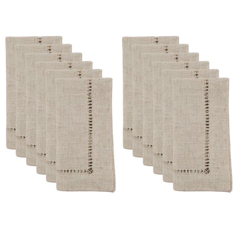 Saro Lifestyle Toscana Poly Linen Blend Table Napkins With Hemstitch Border (Set of 12)