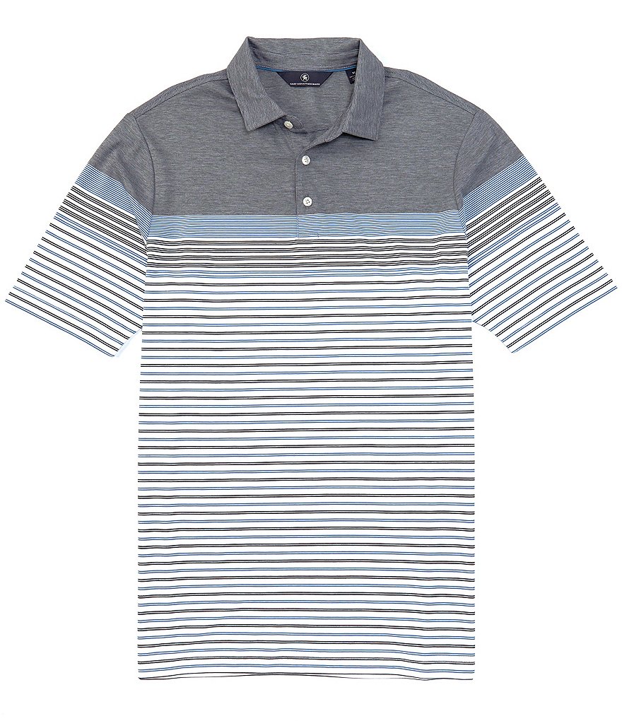Hart Schaffner Marx Short Sleeve Engineered Stripe Polo Shirt
