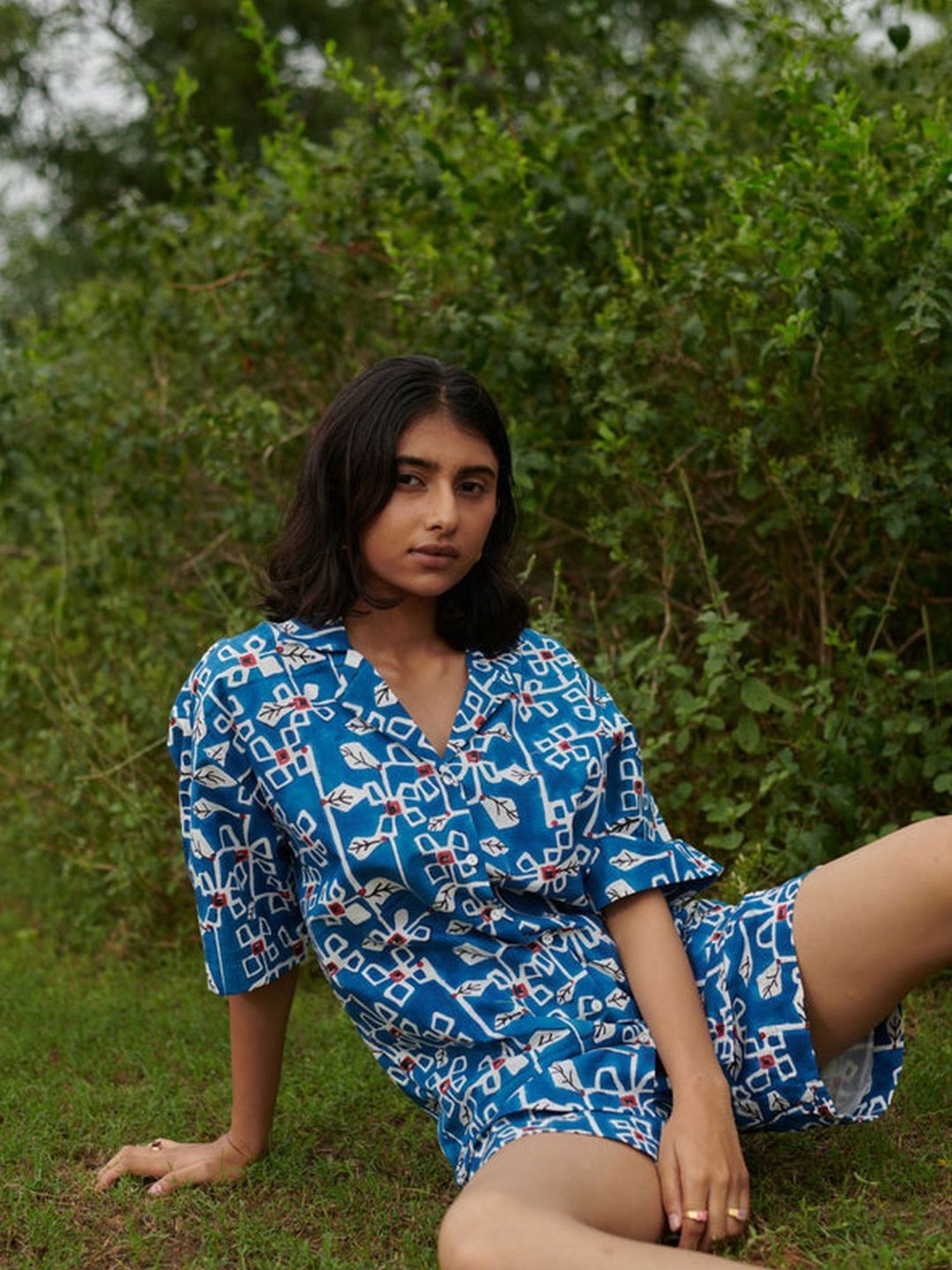 Khajoor Studio Blue Sundaze Desert Bluebell Camp Shirt