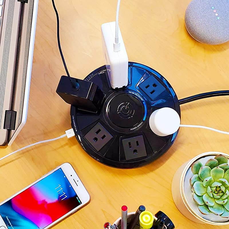 Power Air Surge Protector and USB Charging Station Black 6 ft 18 m D080B048B