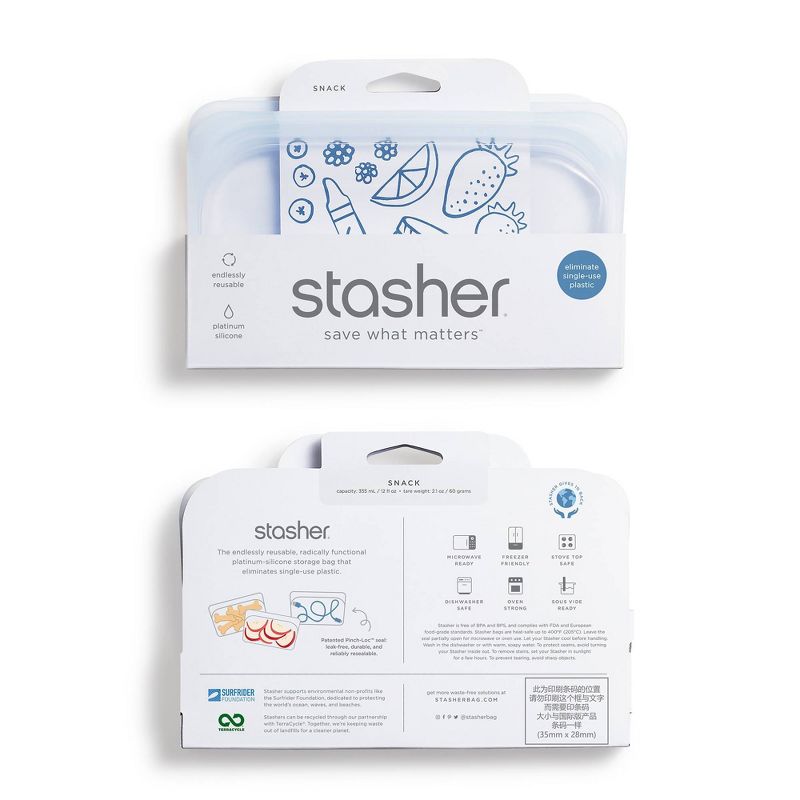 stasher Reusable Food Storage Snack Bag - Clear