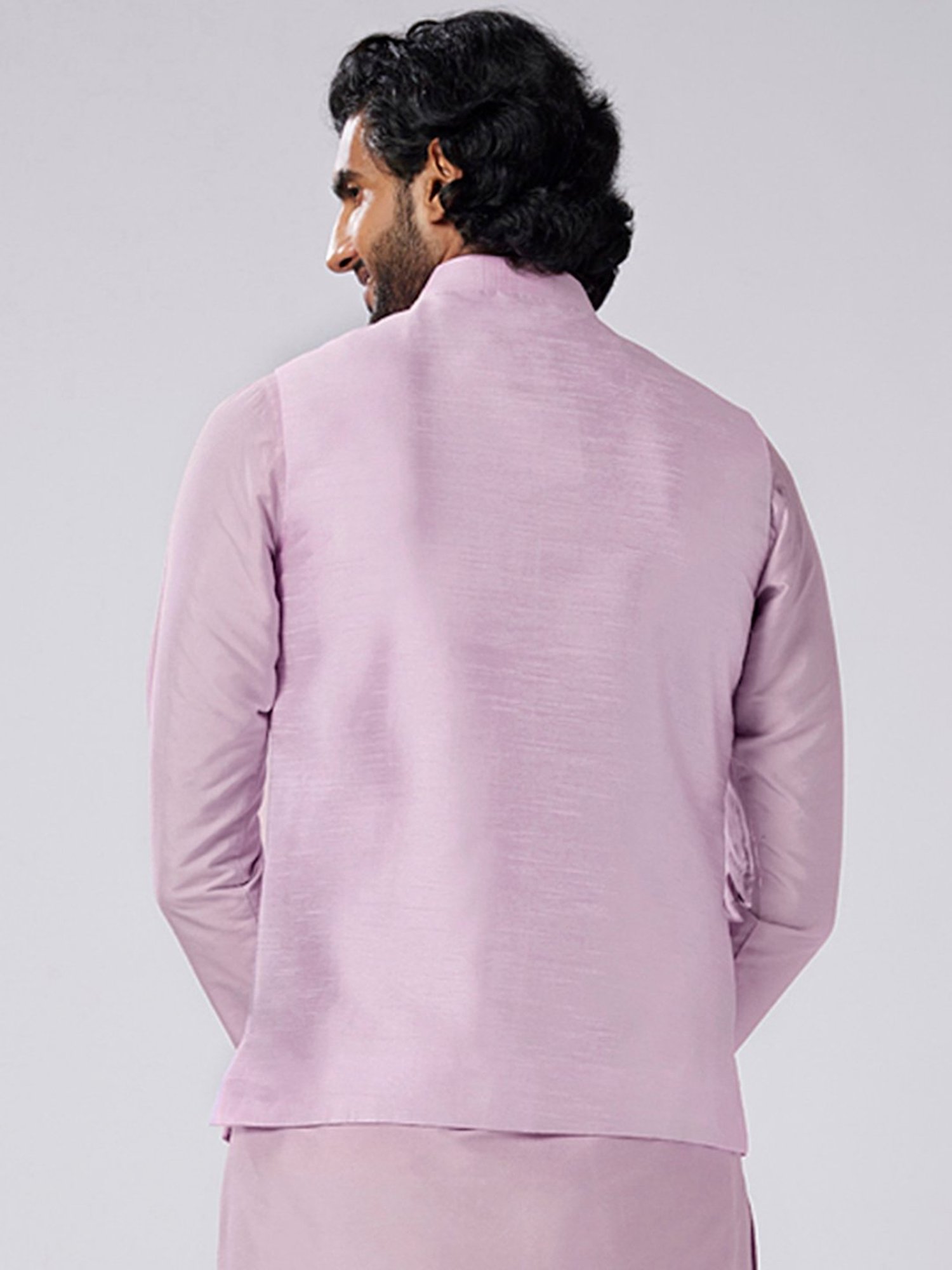 KISAH Lavender Regular Fit Embroidered Nehru Jacket