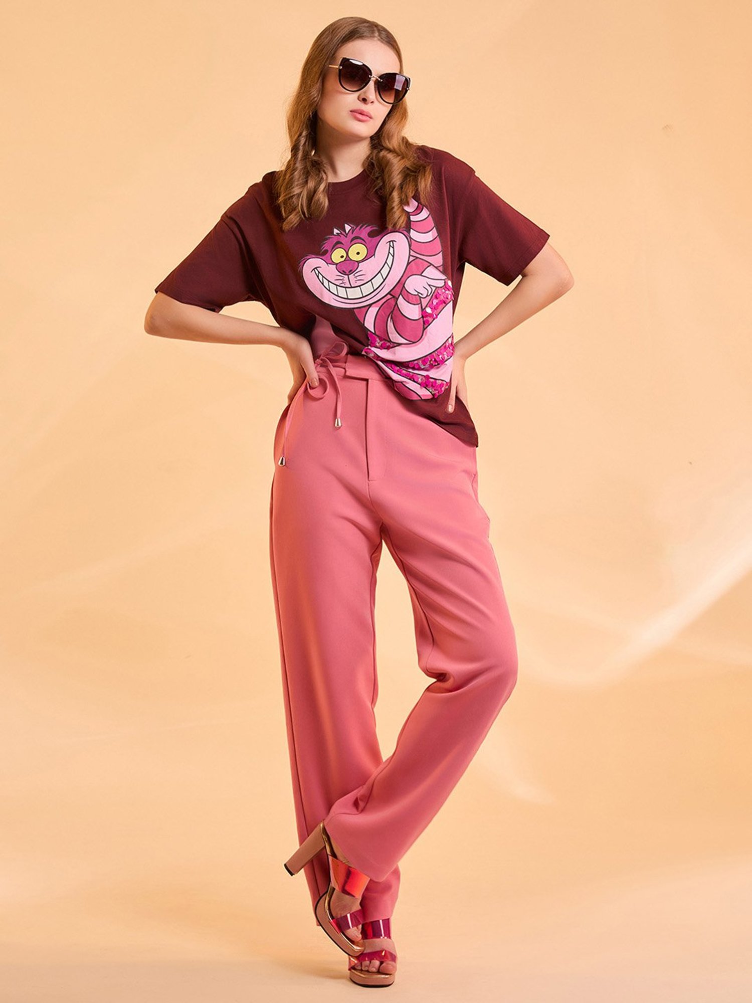 Kazo Brown Cotton Printed T-Shirt