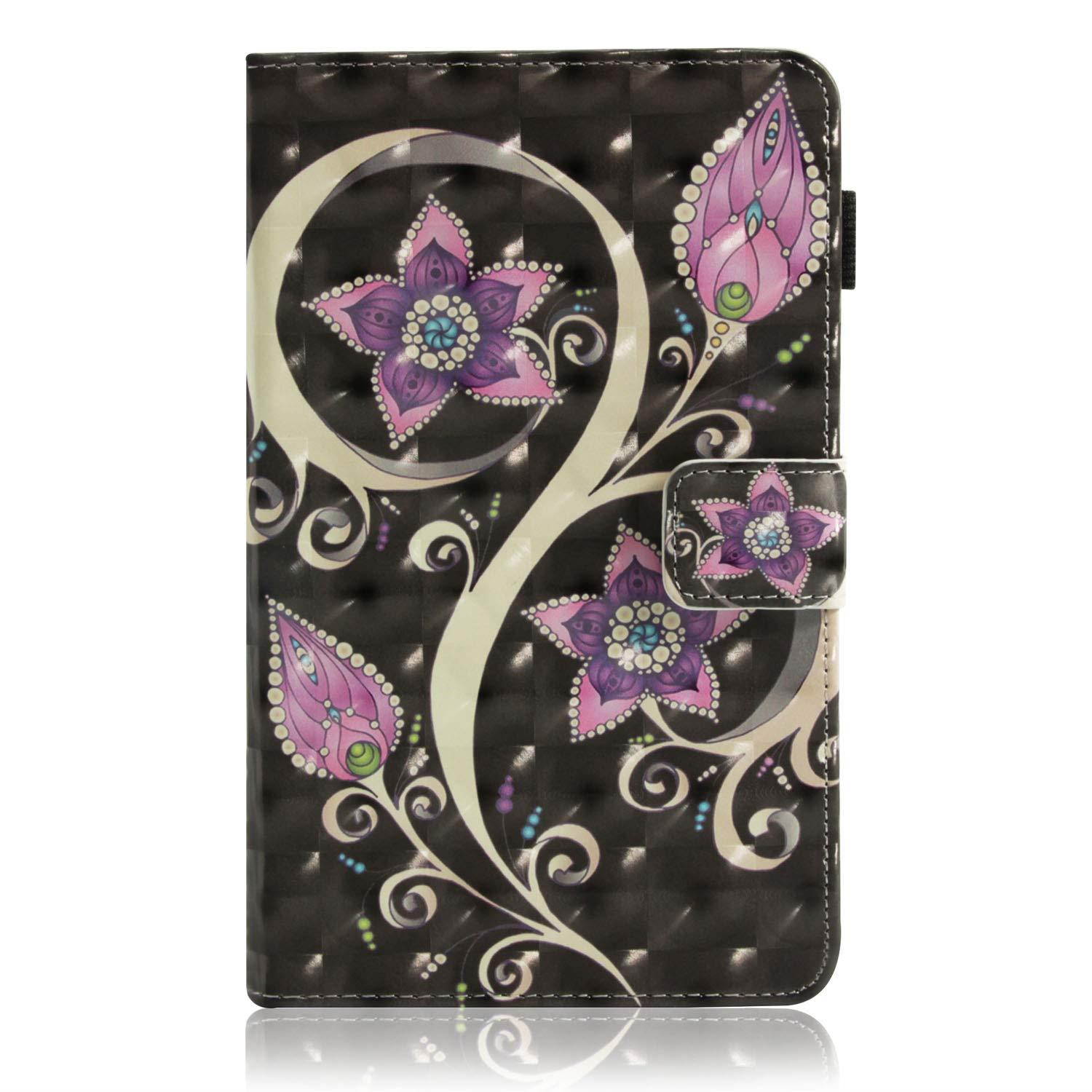 UUcovers Samsung Galaxy Tab E 8.0 Inch T377 Case, Slim Lightweight PU Leather AUTO Wake/Sleep Folio Smart Wallet Case with Cards/Cash Holder for SM-T375/ T377-Peacock Flower
