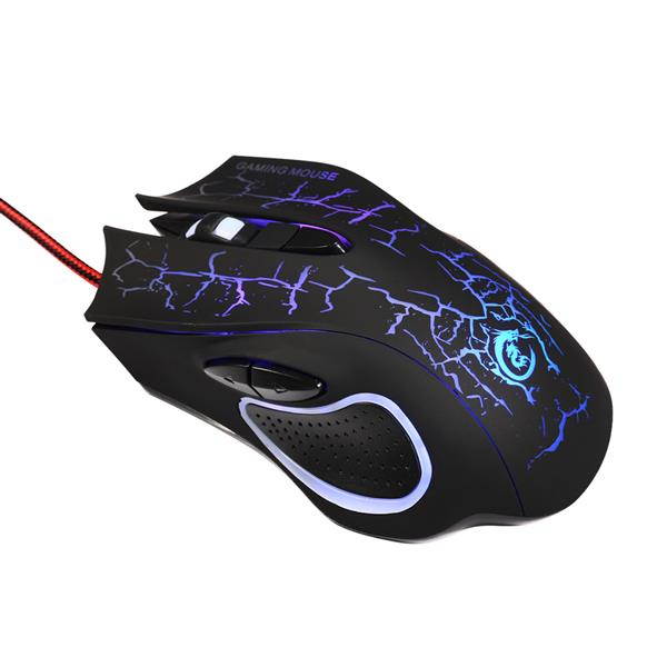 A888 Crack Pattern Wired Mouse Black