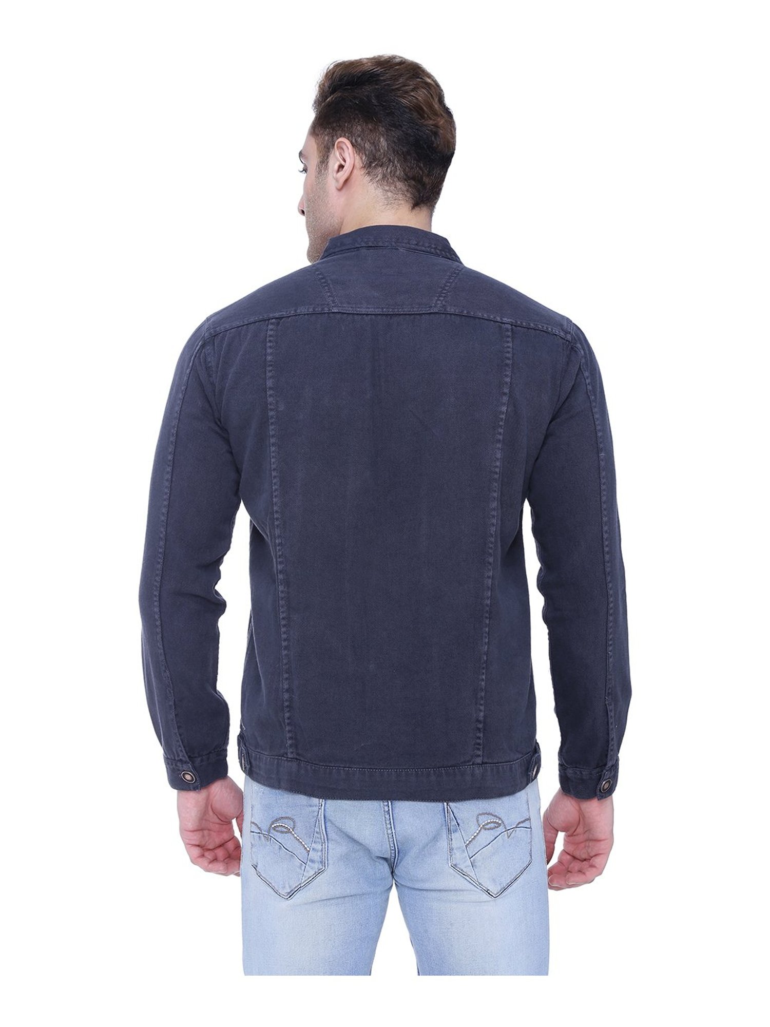 Kuons Avenue Dark Grey Shirt Collar Denim Jacket