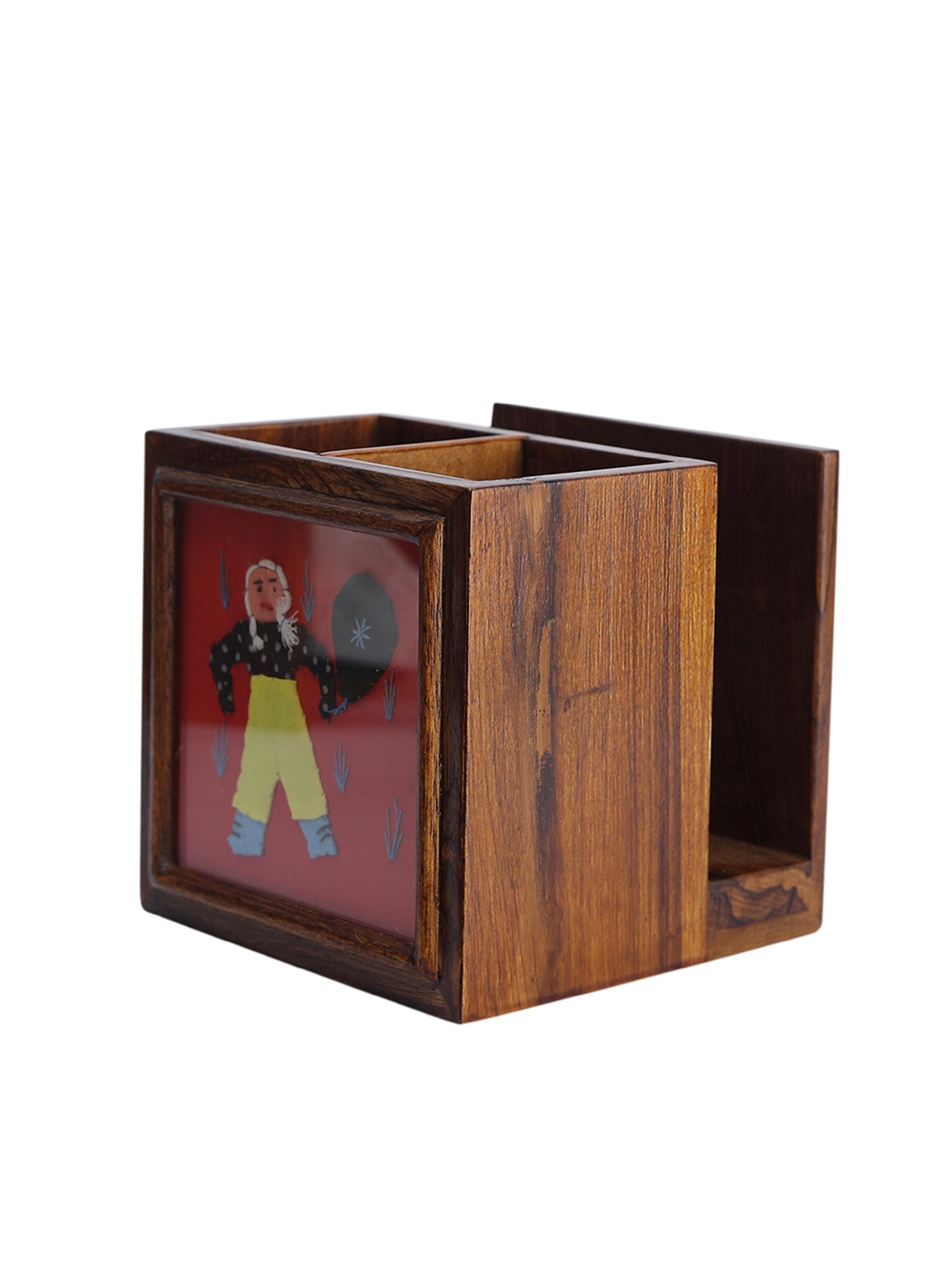 VarEesha Blue Wood Cutlery and Napkin Holder - Set of 1