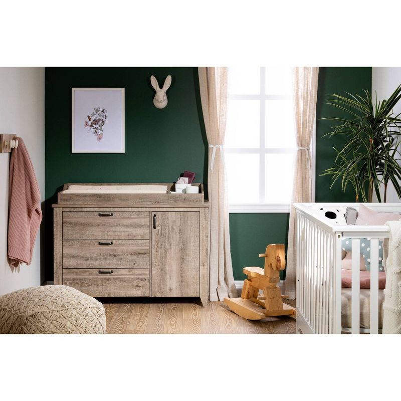 Hankel Changing Table - Pure White and Weathered Oak - South Shore