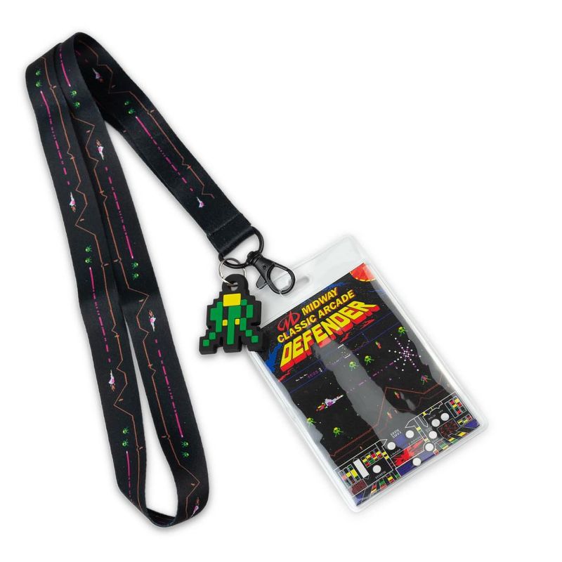 Crowded Coop, LLC Midway Arcade Games Lanyard w/ ID Holder & Charm - Defender