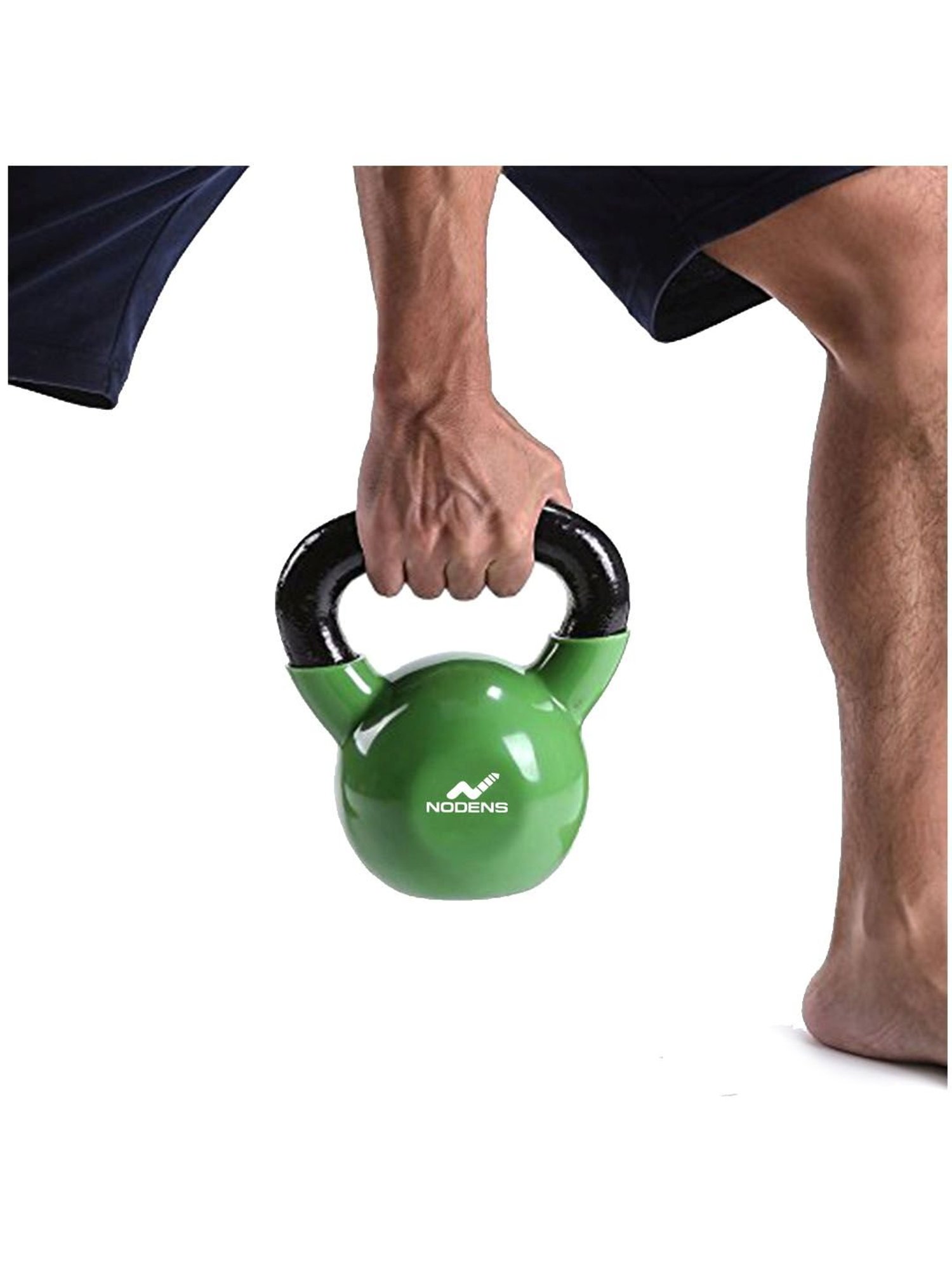 NODENS Green & Black Vinyl Coated Kettle Bell (12 kg)
