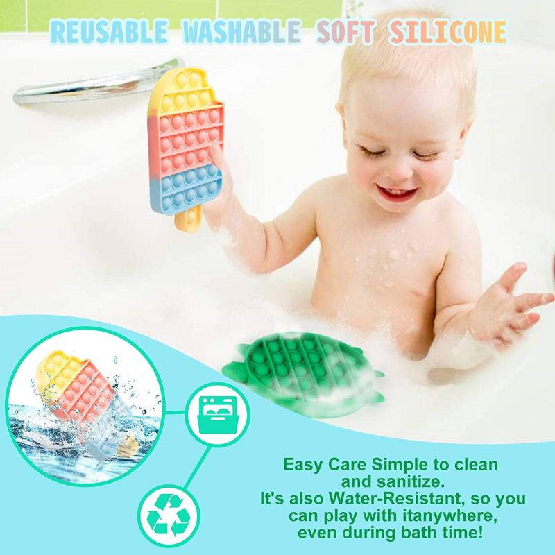 DALOJOE Push Pop Pop Bubble Fidget Sensory Toy, Pop Fidget Toys, 4 Pack Silicone Squeeze Sensory Toys, Stress Relief Toy, Autism Special Needs Anxiety Relief, Educational Toy, for Kids, Adults, Gifts