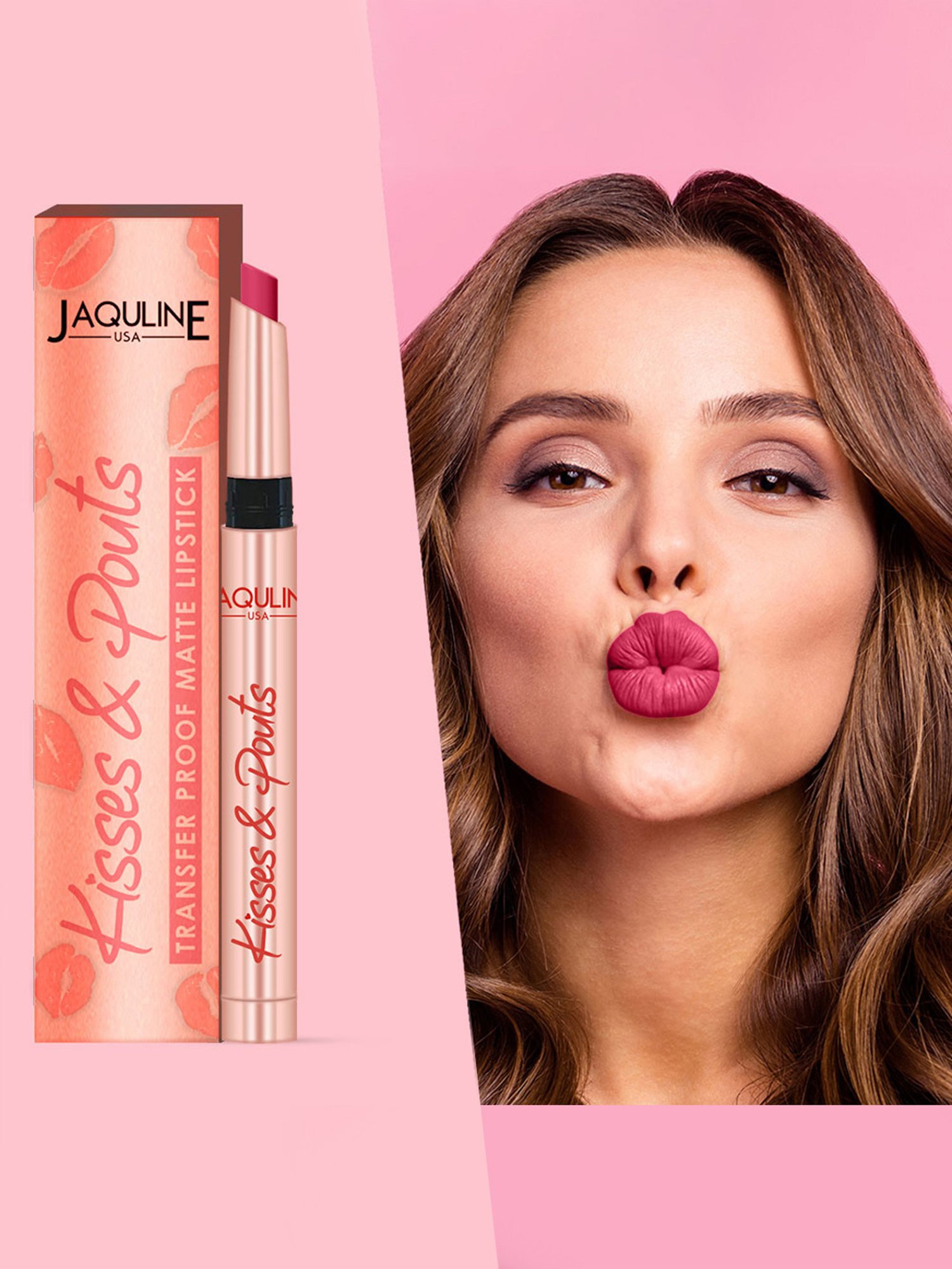 Jaquline USA Kisses & Pouts Transfer Proof Matte Lipstick Candy Kiss - 1.4 gm