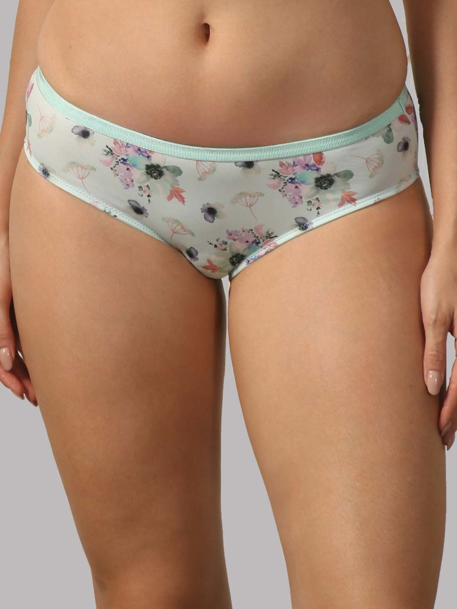 Soie Sea Green Printed Hipster Panty