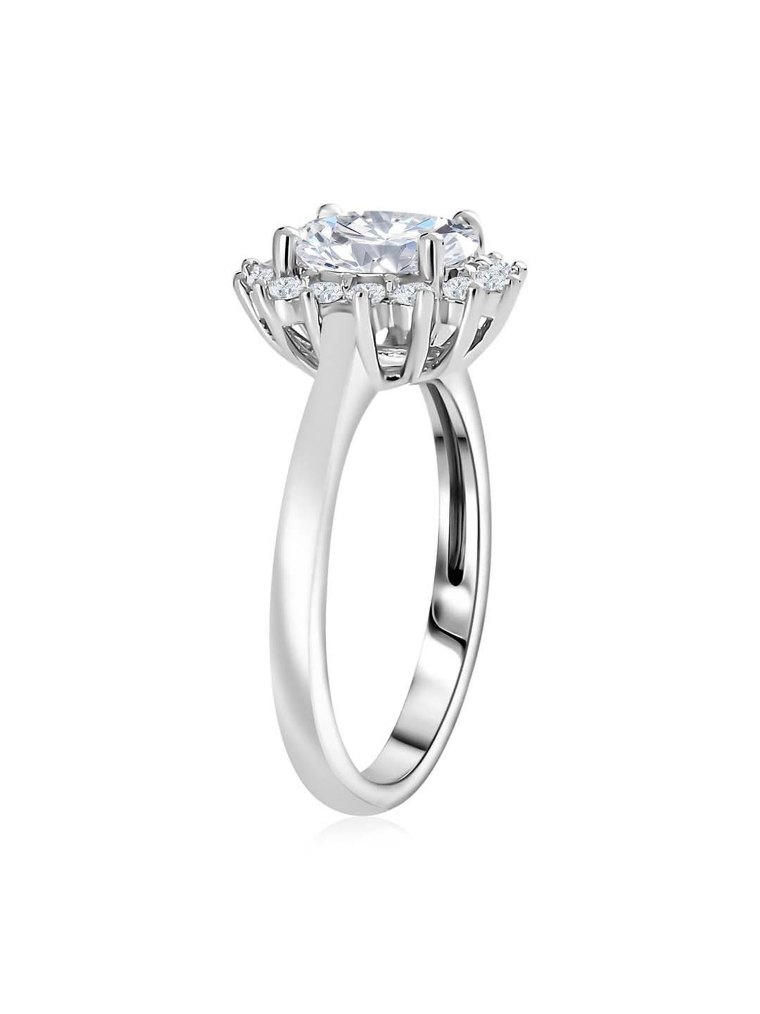 Ornate Jewels 925 Silver 1.5 Carat Oval AD Halo Ring for Women & Girls