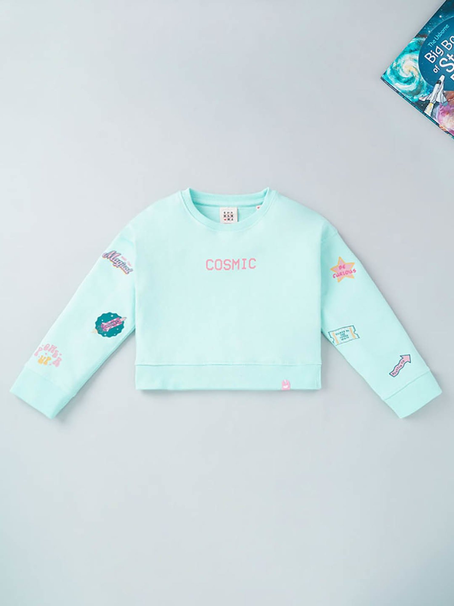 Ed-a-Mamma Kids Blue Printed Full Sleeves Sweatshirt