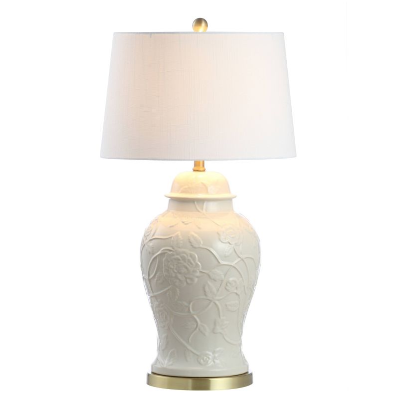 29.5" Ceramic Naiyou Classic Traditional Table Lamp (Includes LED Light Bulb) Cream - JONATHAN Y
