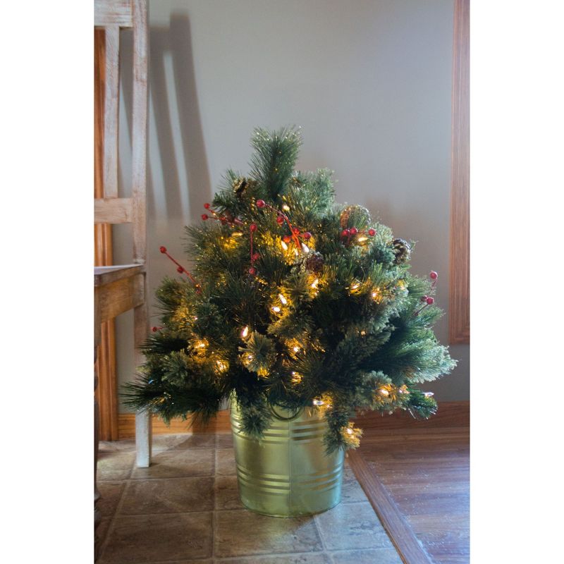 Home Heritage 26 Inch Artificial Holiday Shrub for Indoor/Outdoor w/ LED Lights