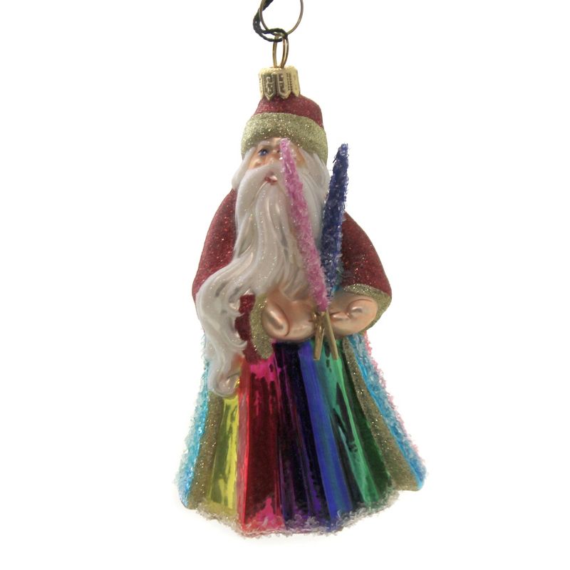 Joy To The World 5.0" Rockin Candy Santa Ornament Glitterazzi Rainbow  -  Tree Ornaments