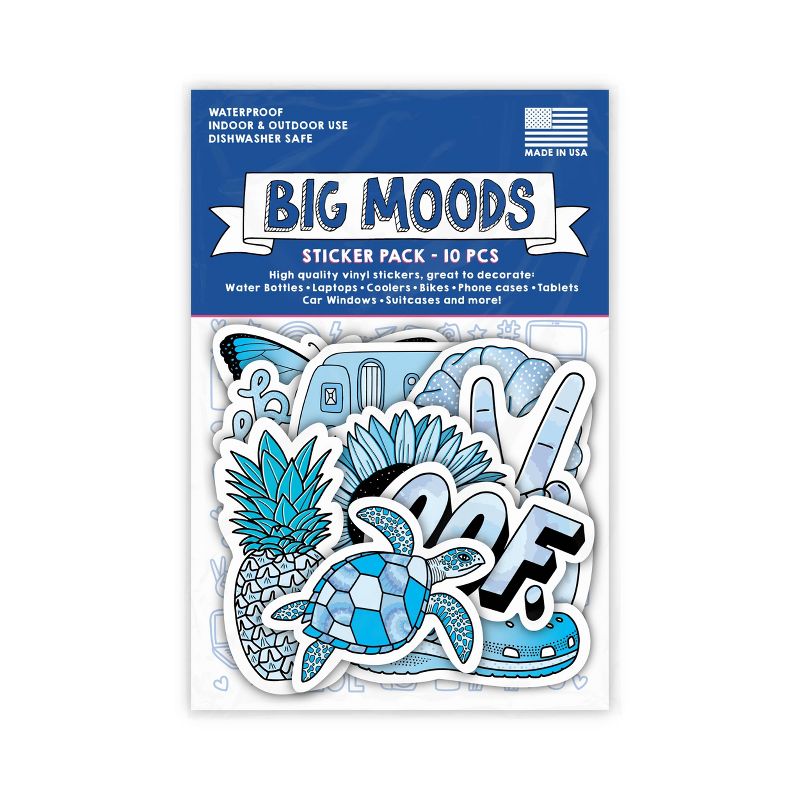 Big Moods Aesthetic Sticker Pack 10pc - Blue