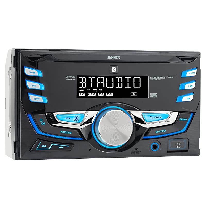 MPR420 7 Character LCD Double DIN Car Stereo Receiver | Push to Talk Assistant | Bluetooth | USB Fast Charging