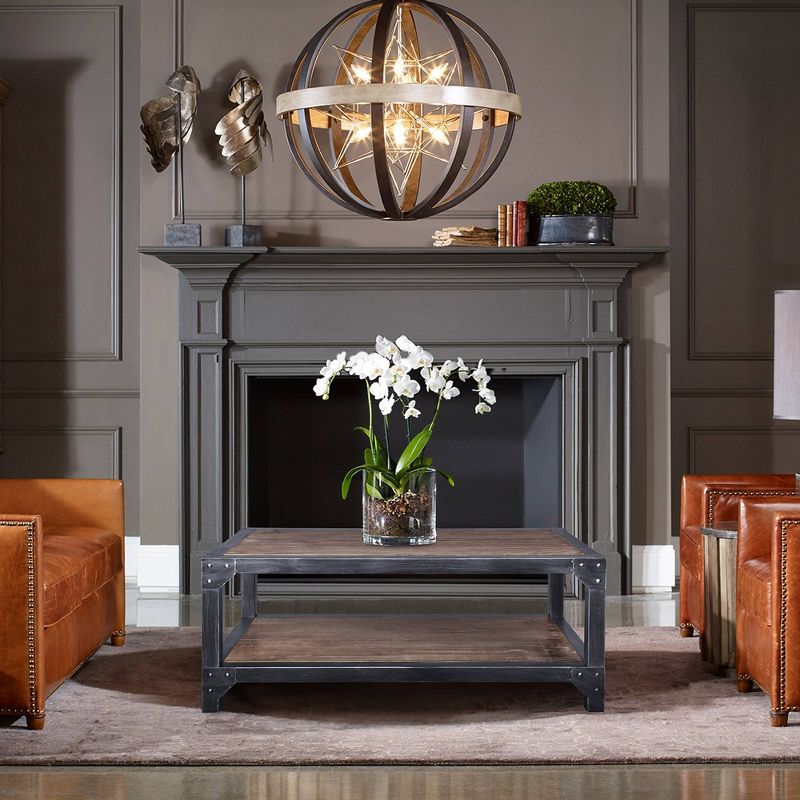 Madra Industrial Coffee Table Gray/Pine Wood - Armen Living