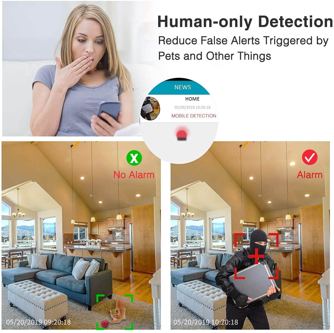 Foscam G4 2K/4MP IP WiFi Camera for Outdoor/Indoor Surveillance, Human Detection & Motion/Sound Detection & Alerts,66ft Night Vision, IP66 Weatherproof, Supports Alexa[Upgraded],White