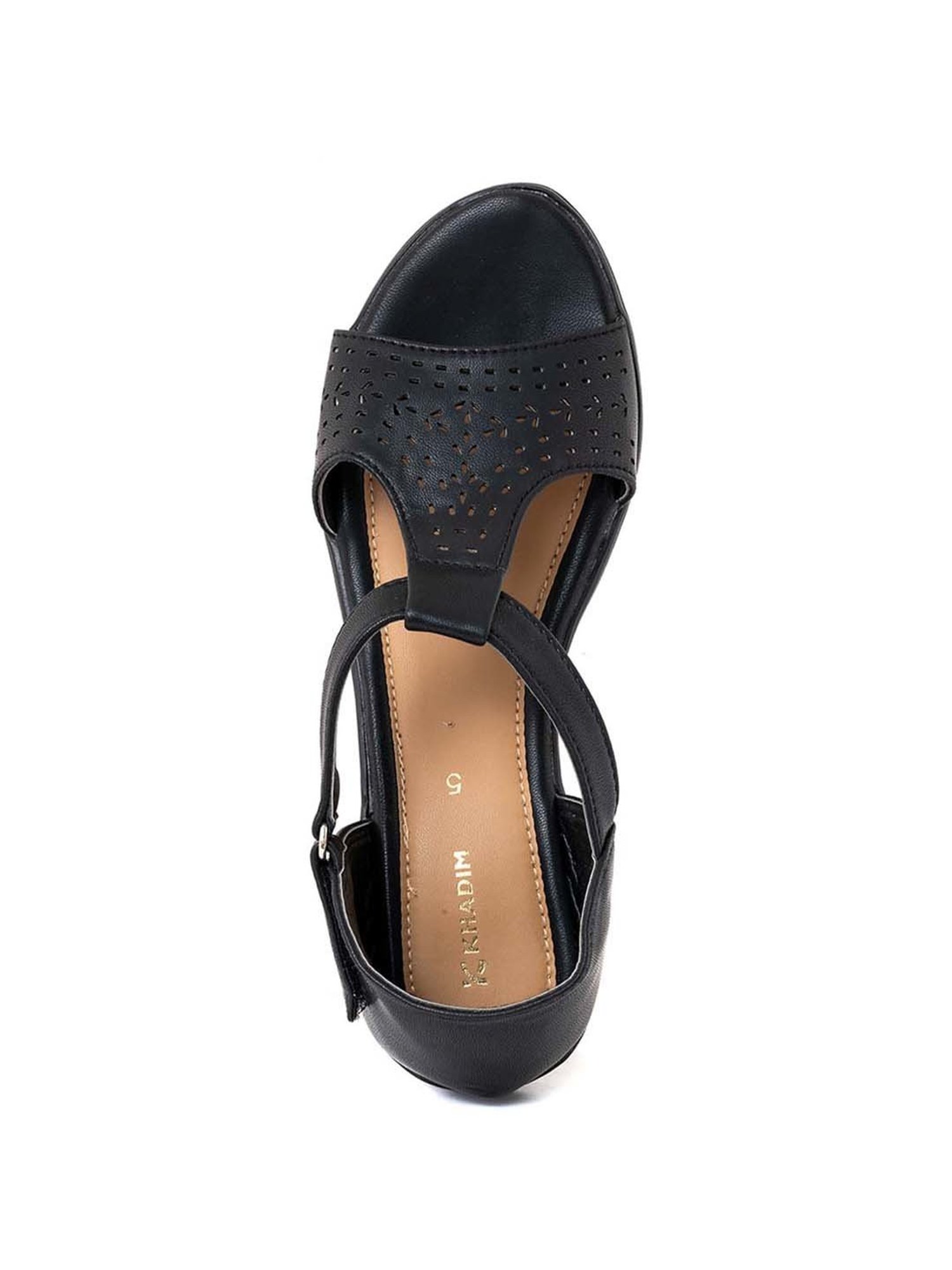 Khadim Women's Black Ankle Strap Wedges