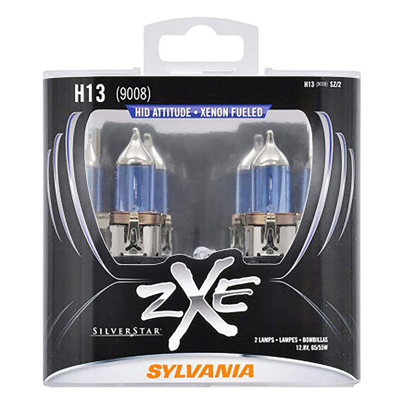 Sylvania H13SZ.PB2 High Performance SilverStar zXe White 9008 Xenon Fueled Halogen Fog Headlight Bulbs with HID Attitude and Alloy Coating, 2 Pack