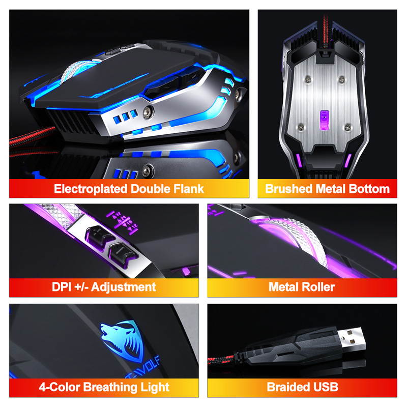 Professional Gaming Mouse 3200DPI LED Optical USB Wired Computer Mice Gamer Mause Cable Game Ergonomic Mouse for Laptop PC
