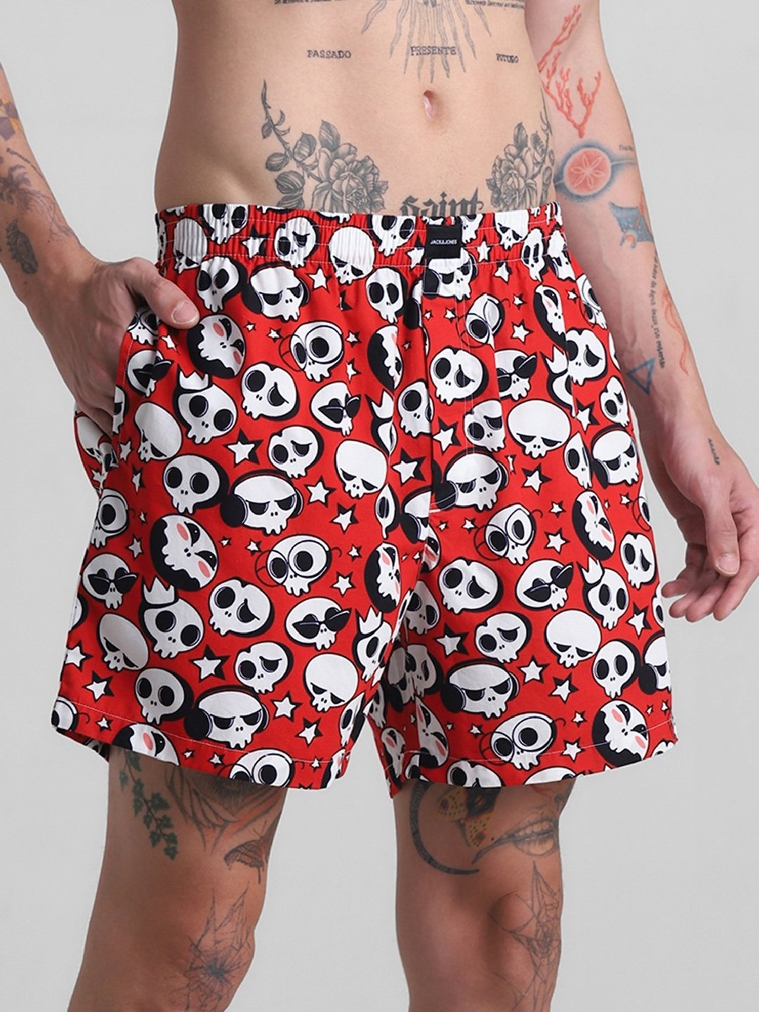 Jack & Jones Red Cotton Regular Fit Printed Boxers