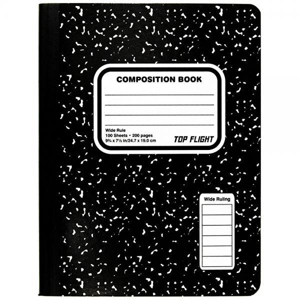 TOP FLIGHT 1-Subject Composition Book Black & White Wide Rule 4511915