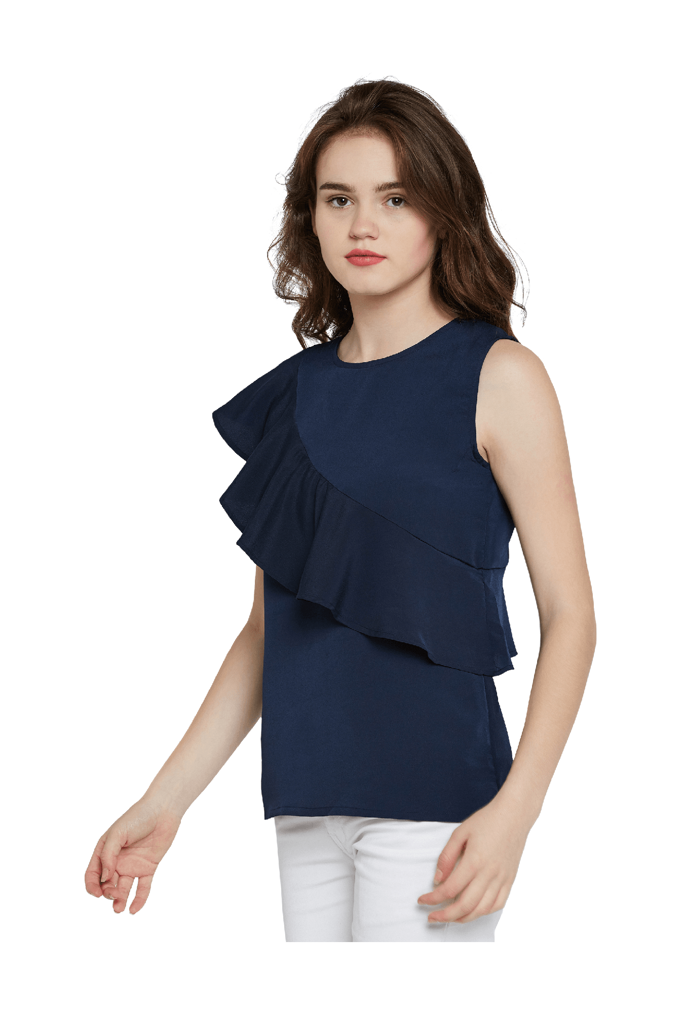 Miss Chase Navy Crepe Top