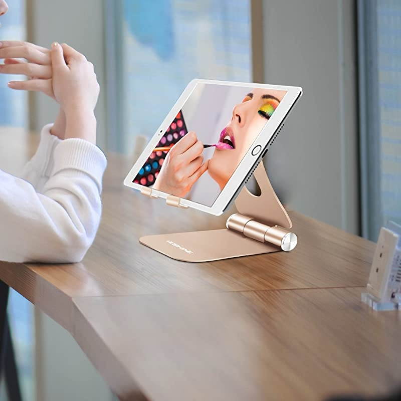 Adjustable Tablet Stand Holders,  Cell Phone Stands, Phone Desk Holder, iPhone Stand, iPad Stand, Aluminum Stands Cradle Dock for Switch, Fit All Smartphones and Tablets - Black