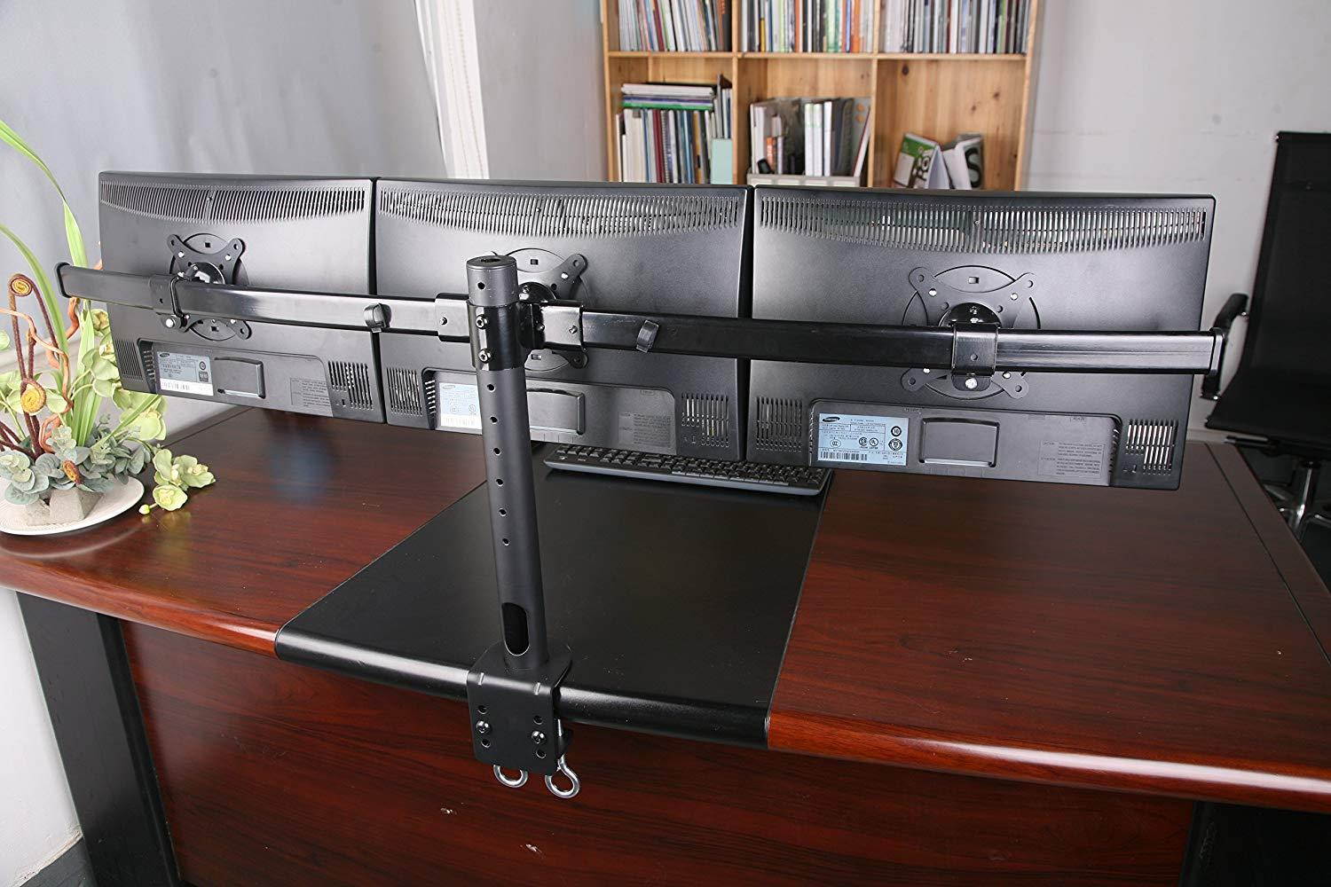 XtremPro Triple Monitors Desk Mount Stand Mount, Adjustable Tilt &plusmn;15&deg;, 360 Rotation, Fits 3 Screens 13" to 27" - Black (41024)