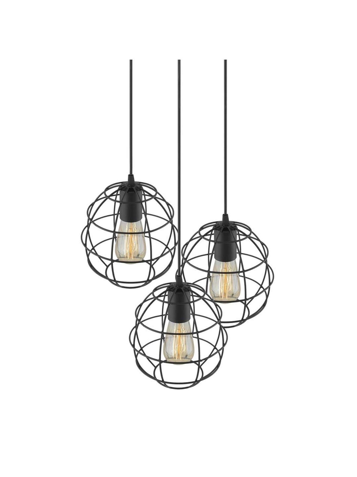 Homesake 3-Lights Round Cluster Black Metal Sphere Pendant Light - Set of 1 (Bulb not included)