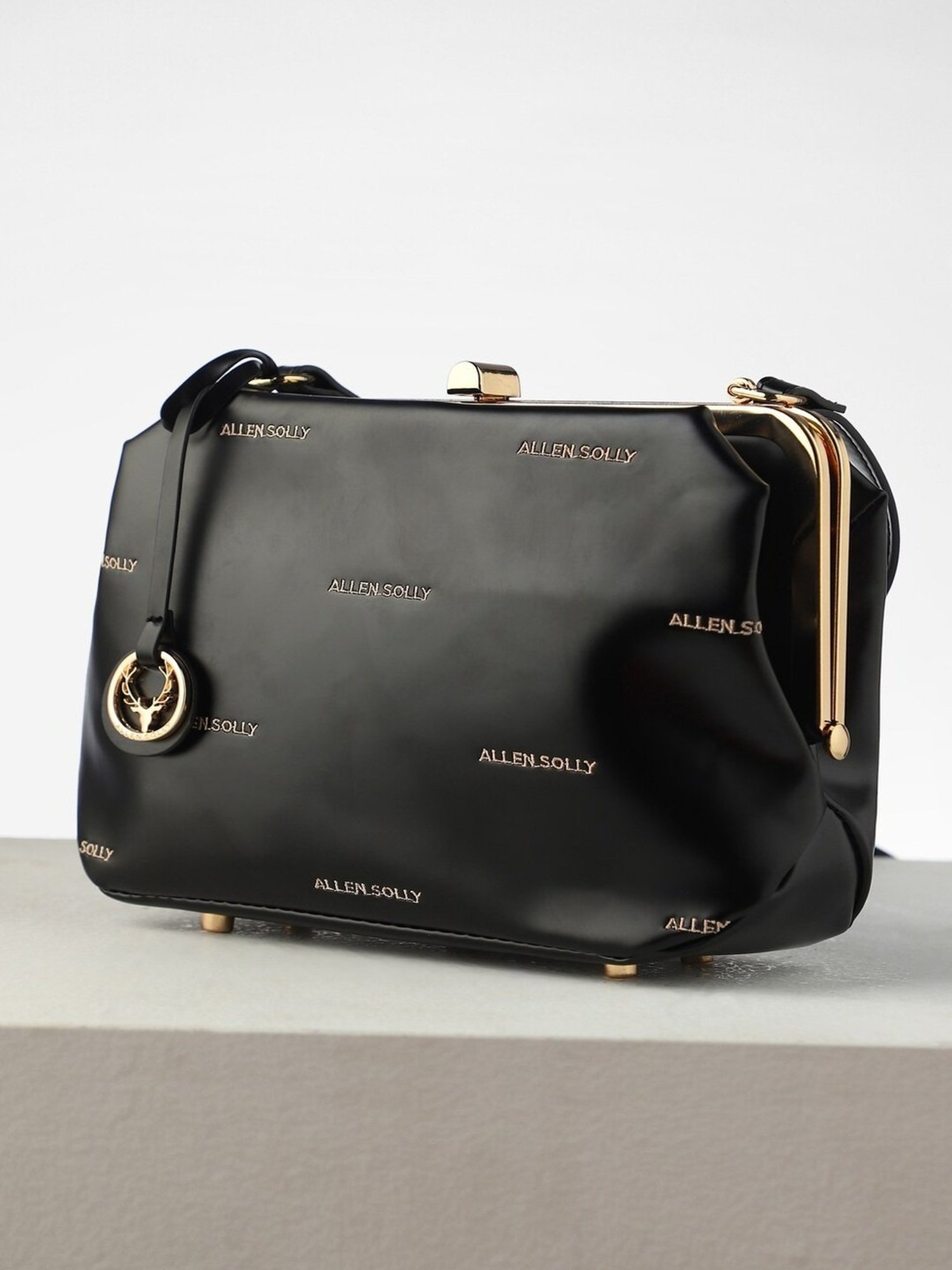 Allen Solly Black Printed Medium Sling Handbag