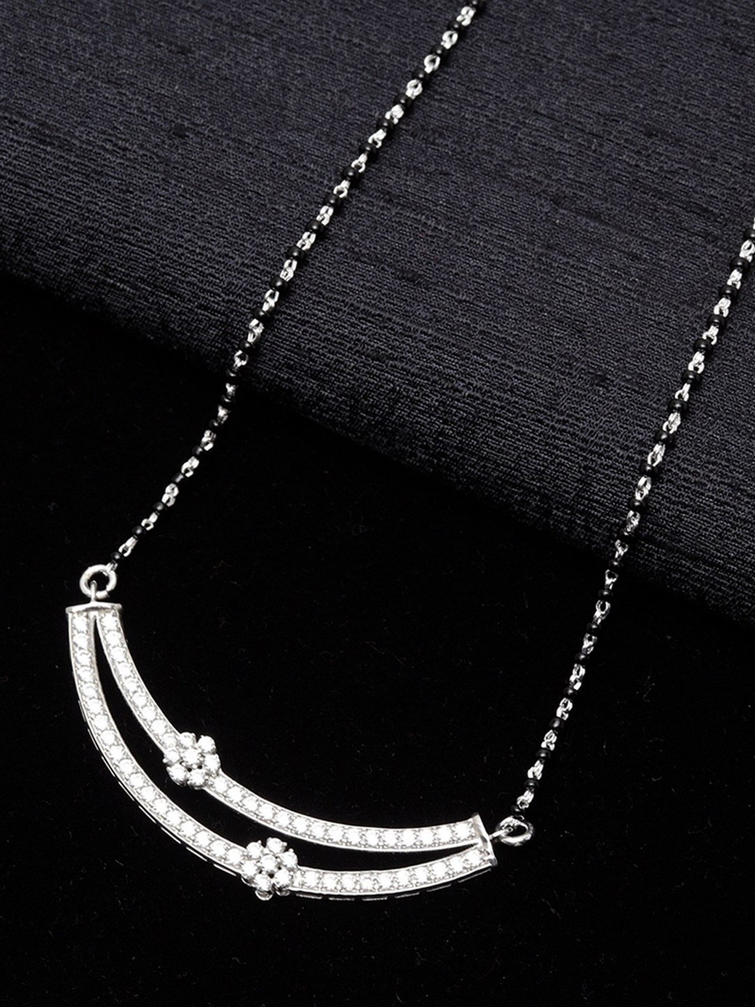 March by FableStreet 92.5 Sterling Silver Floral Mangalsutra for Women