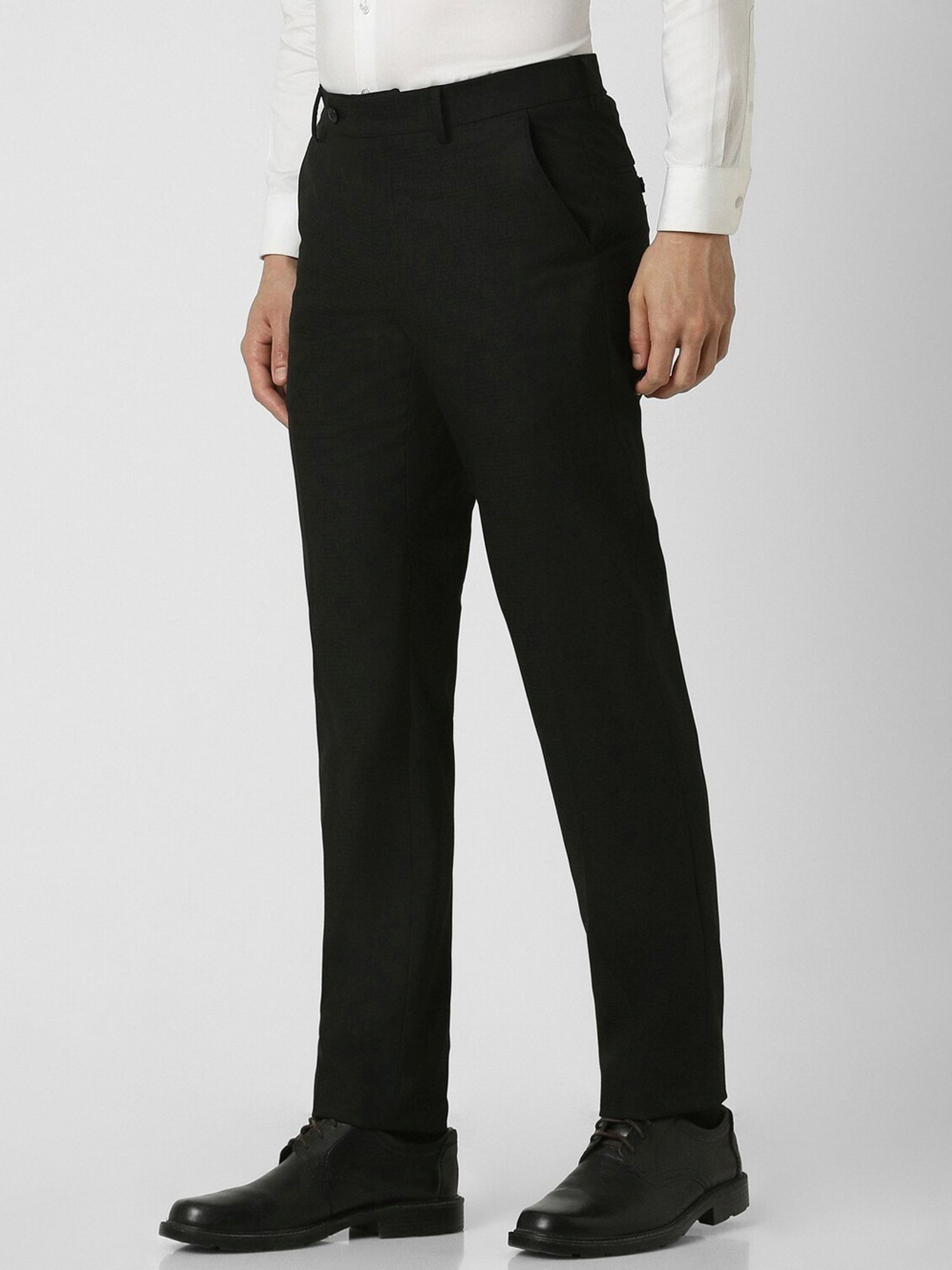 Van Heusen Black Slim Fit Checks Trousers