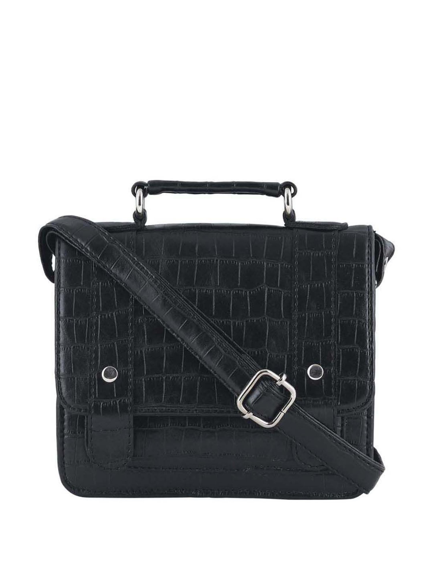 Toteteca Black Textured Medium Satchel Handbag