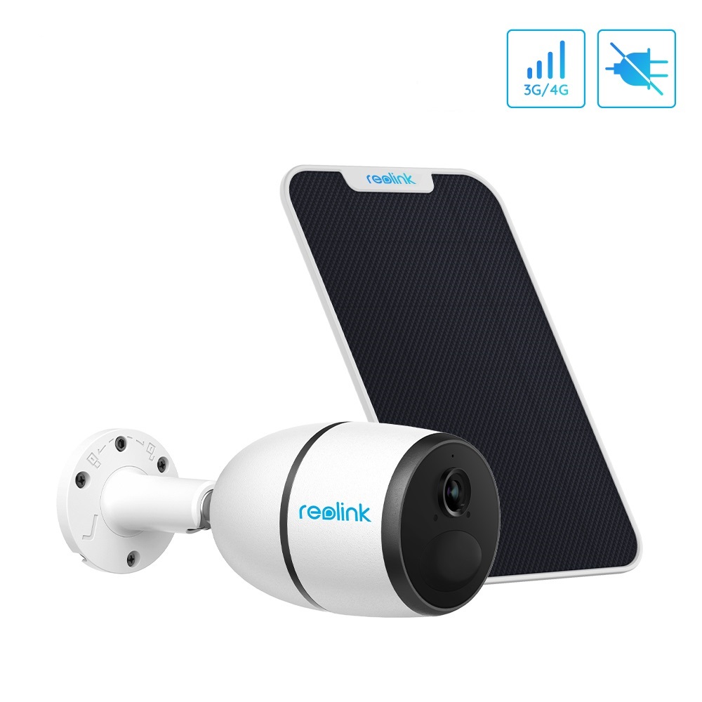 3G/4G LTE Outdoor Battery/Solar Powered Celluar Security Camera, 1080P HD Wire-free Camera w/SD Socket and Cloud, Color Night Vision, 2-Way Audio, PIR Motion Sensor, Reolink Go+Black Solar Panel