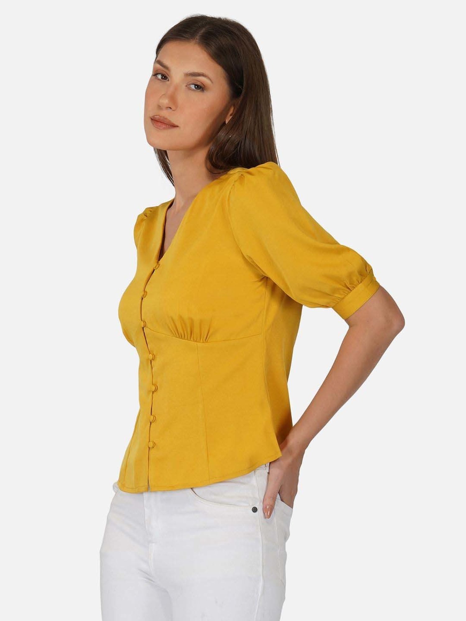 PURYS Mustard Regular Fit Top