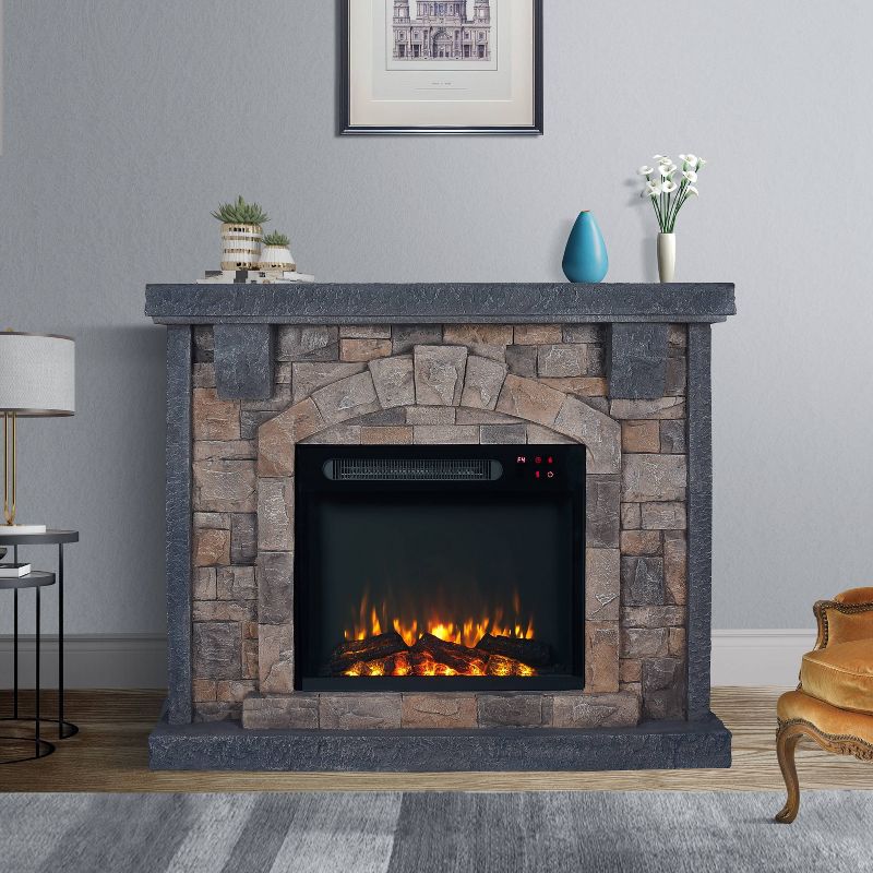 45" Freestanding Electric Fireplace Pewter - Home Essentials