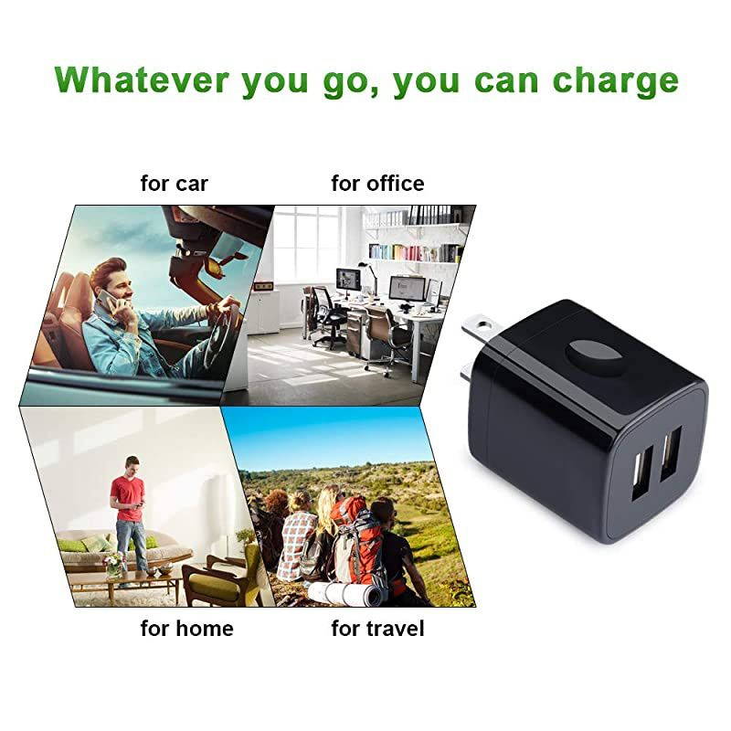 USB Wall Plug  21A Dual Port USB Power Block 5 Pack Portable Quick Charger Cubes Compatible iPhone 76 plus8x Samsung Galaxy S9S10eS9S8 PlusS6 LG G8G7V35V40 ThinQ Moto G7 plus