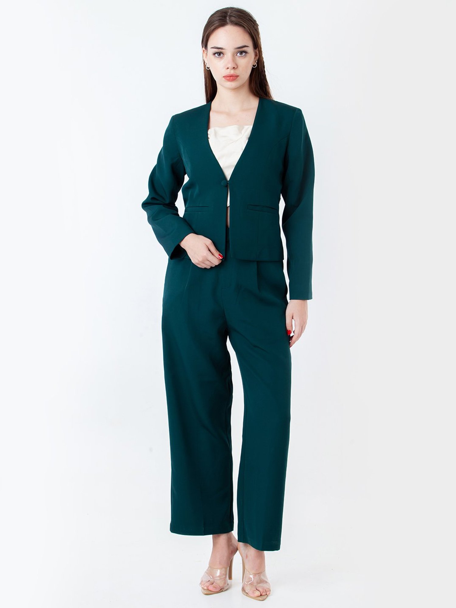 Zink London Teal Regular Fit Blazer