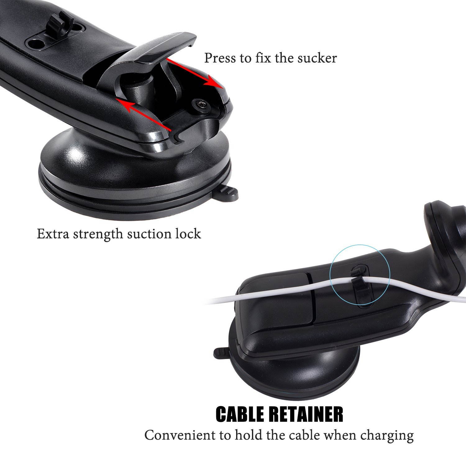 LENTION Magnetic Phone Holder,360&deg; Rotation Adsorption Car Mounts Holders for iPhone, iPod, Smart Phone, PSP, GPS - Black